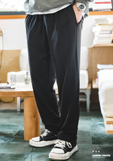 Maden Casual Pants for Men Retro Vintage Trousers Straight Leg Elastic Waist City Boy Style Anti-wrinkle Autumn Winter Clothing